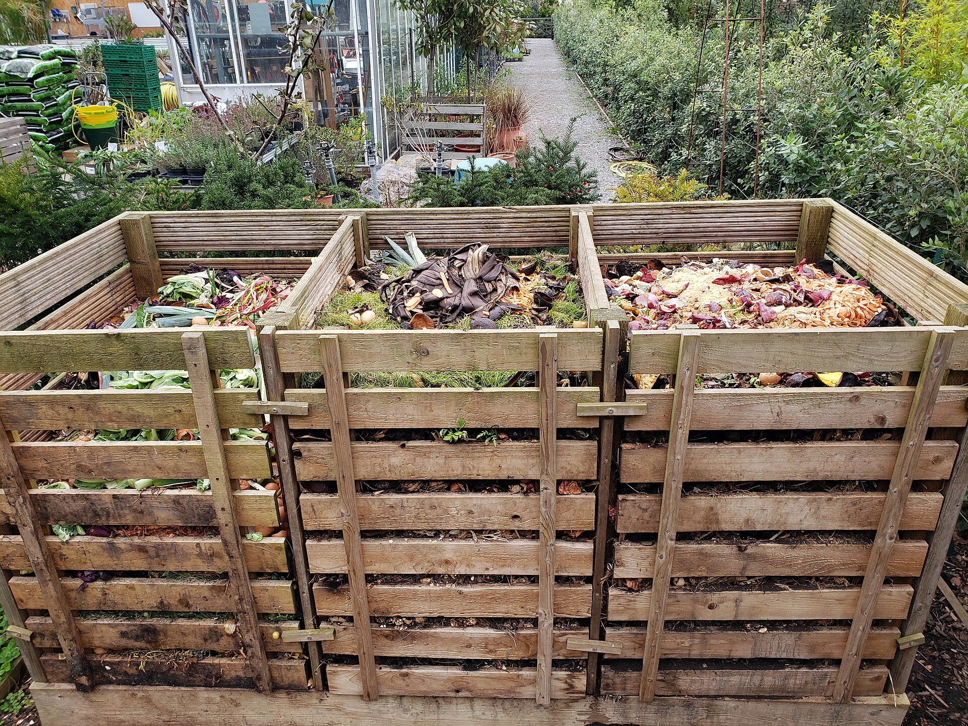 Community garden with raised composting beds