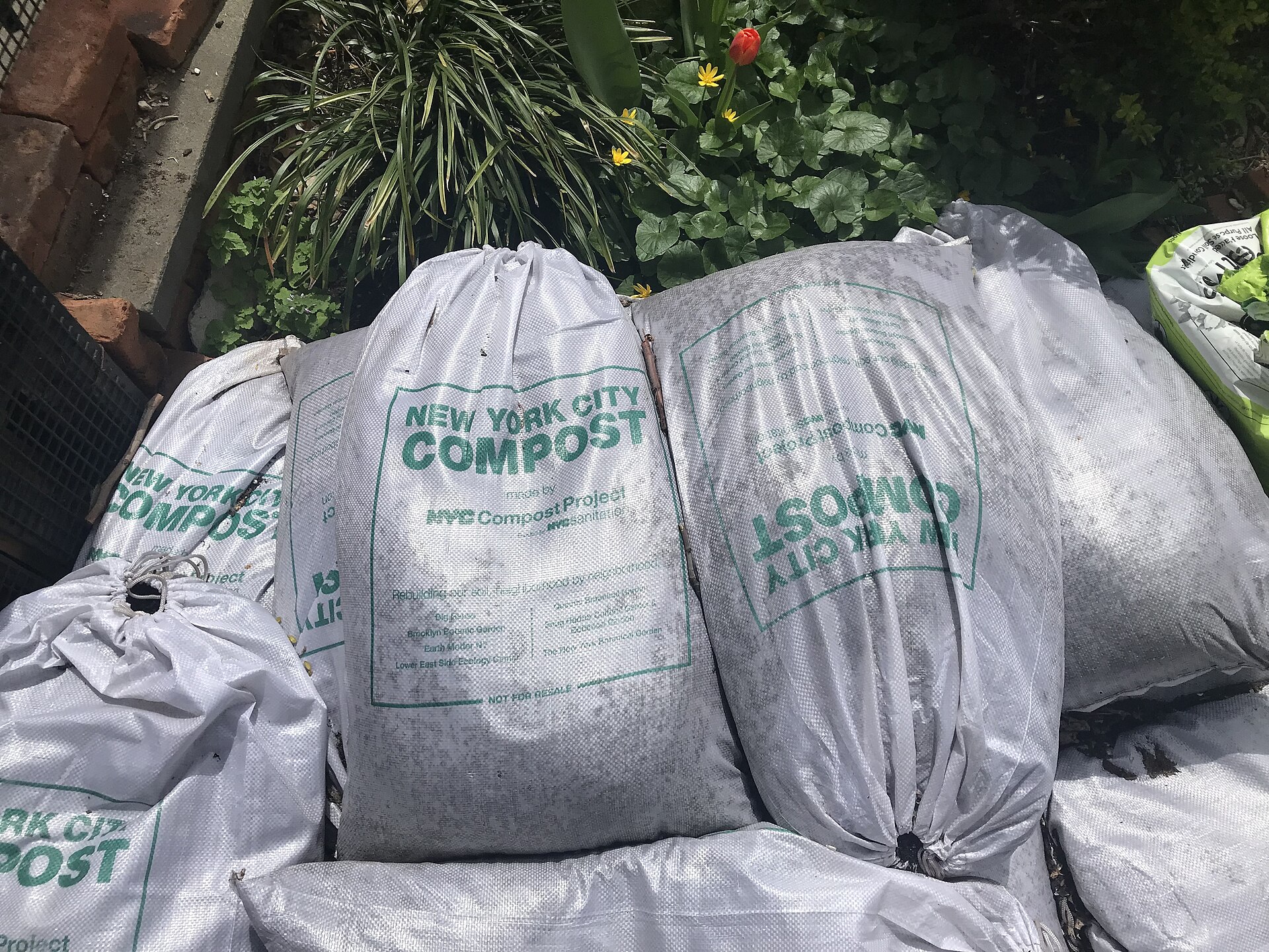 Bags of home compost collected from city kitchens